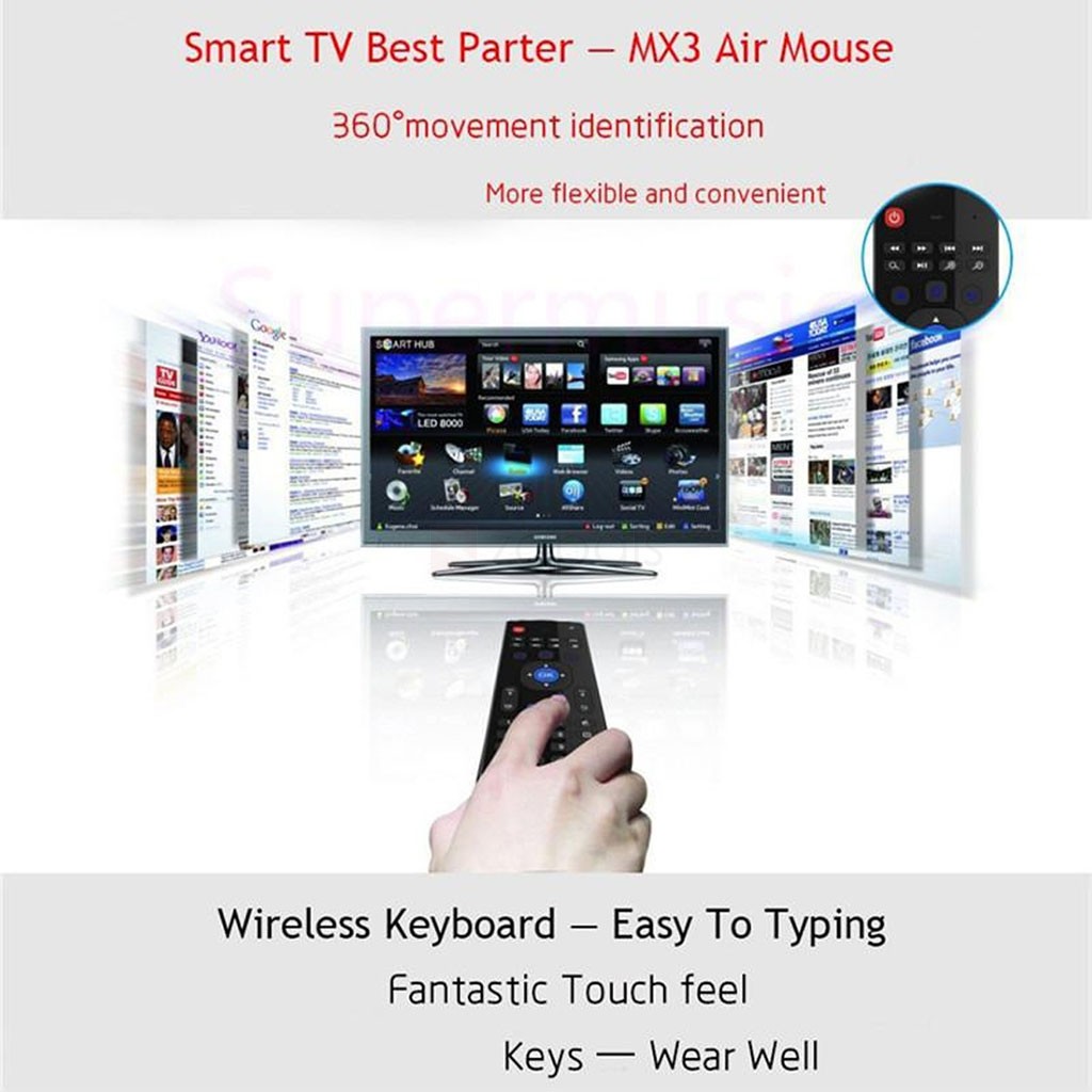 MX3 Air Mouse Wireless Keyboard Remote Voice Control For Android Smart TV BOX - Black MX3 Air Mouse Wireless Keyboard Remote Voice Control For Android Smart TV BOX - Black